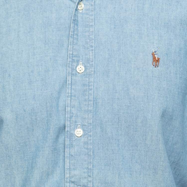 Pre Owned Ralph Lauren Blue Denim Full Sleeve Classic Fit Shirt M
