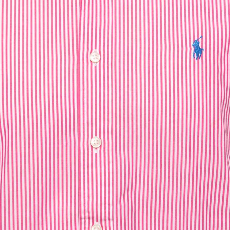 Pre Owned Ralph Lauren Pink Striped Cotton Button Down Shirt M