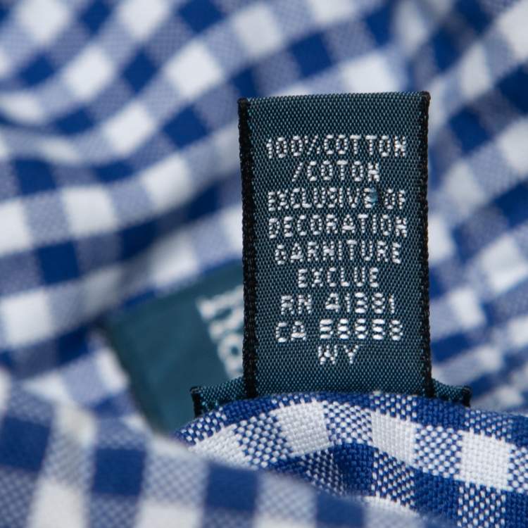 Pre Owned Ralph Lauren Blue Gingham Patterned Cotton Button Down Shirt M