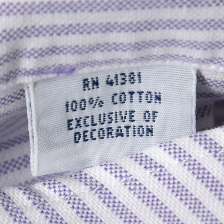 مملوكة مسبقًا Ralph Lauren Purple Striped Cotton Full Sleeve Shirt L