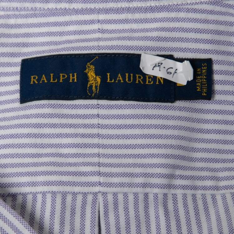 مملوكة مسبقًا Ralph Lauren Purple Striped Cotton Full Sleeve Shirt L