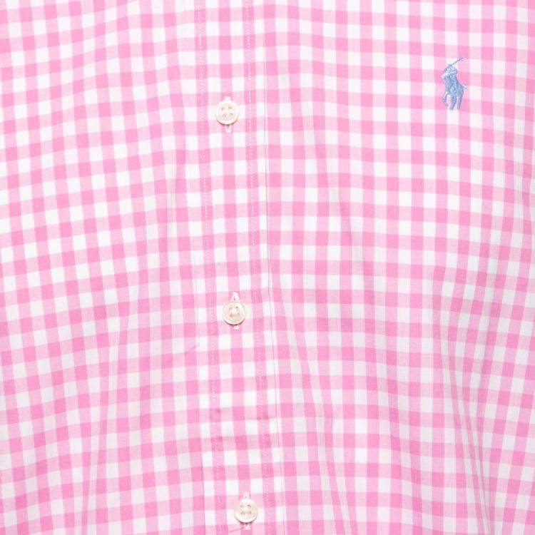 Pre Owned Ralph Lauren Pink Checked Cotton Full Sleeve Shirt M