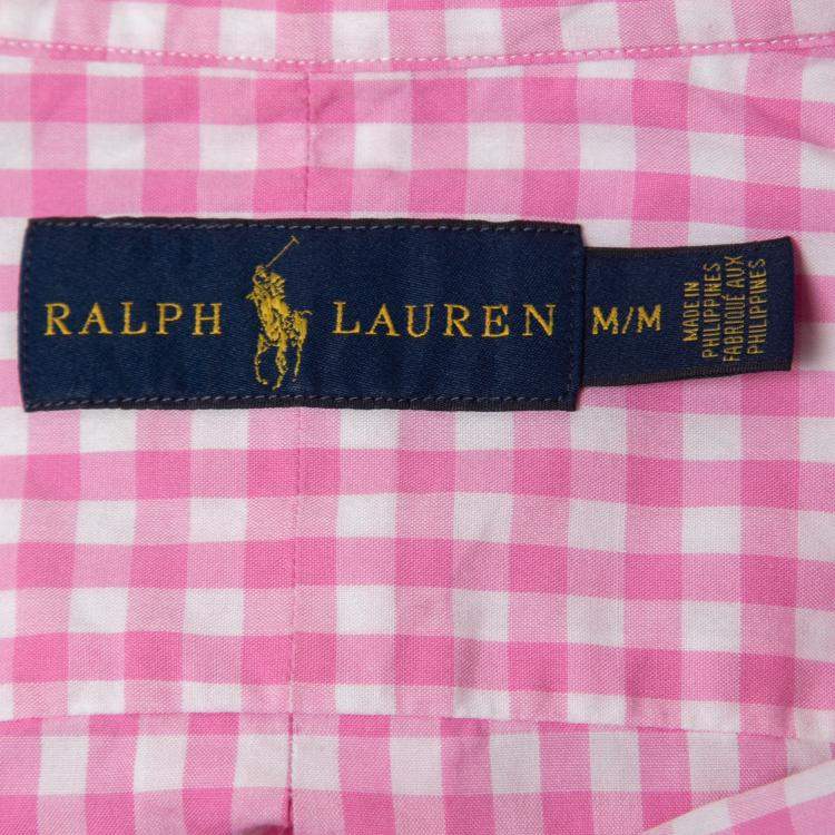 Pre Owned Ralph Lauren Pink Checked Cotton Full Sleeve Shirt M