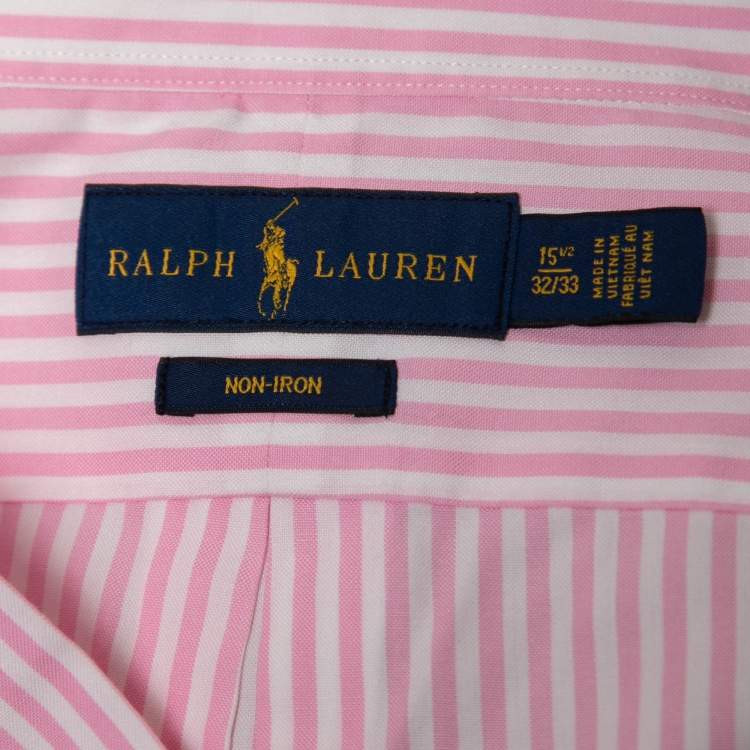 Pre Owned Ralph Lauren Pink Striped Cotton Full Sleeve Shirt M