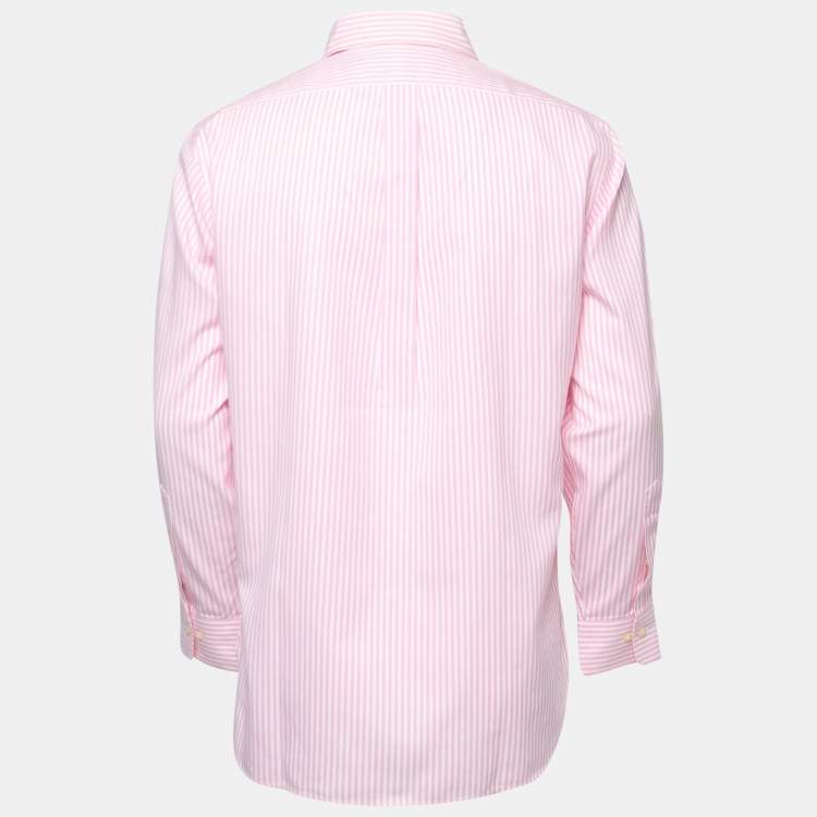 Pre Owned Ralph Lauren Pink Striped Cotton Full Sleeve Shirt M