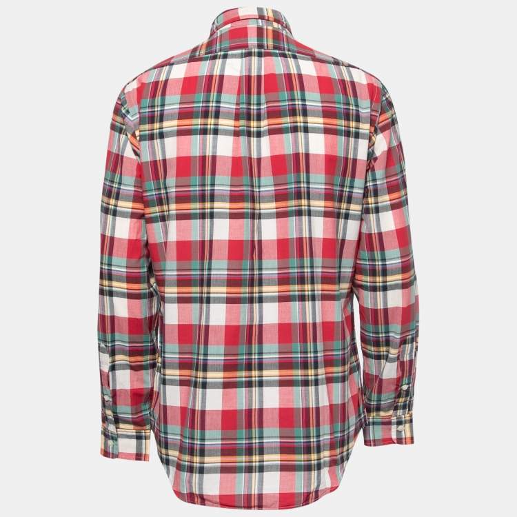 Pre Owned Ralph Lauren Multicolor Plaided Cotton Full Sleeve Custom Fit Shirt L
