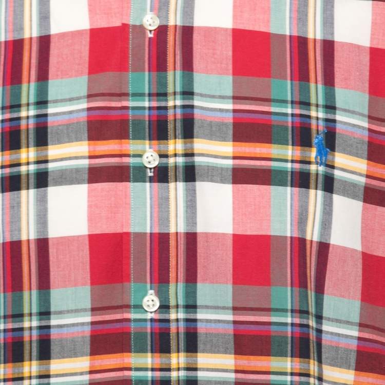 Pre Owned Ralph Lauren Multicolor Plaided Cotton Full Sleeve Custom Fit Shirt L