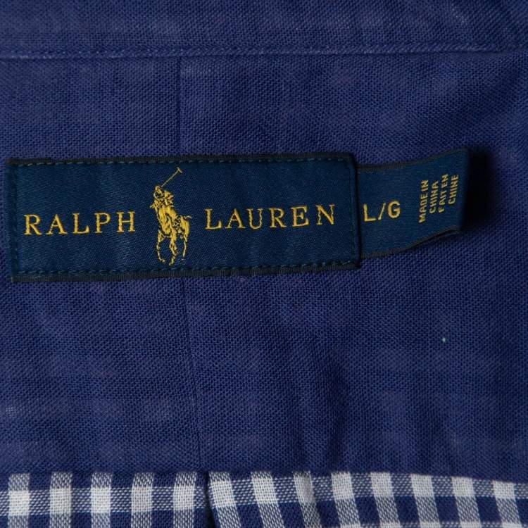 Pre Owned Ralph Lauren Blue Cotton Button Down Shirt L