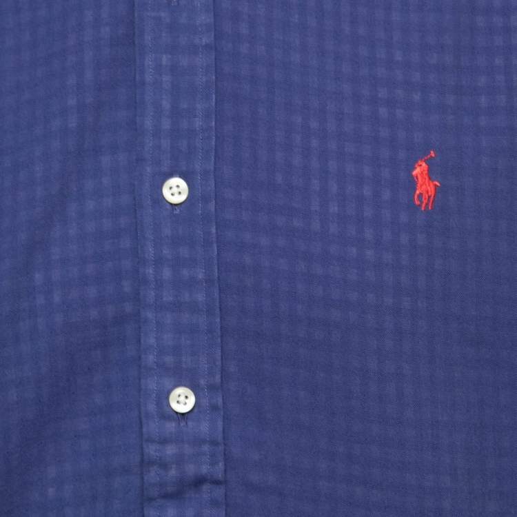Pre Owned Ralph Lauren Blue Cotton Button Down Shirt L