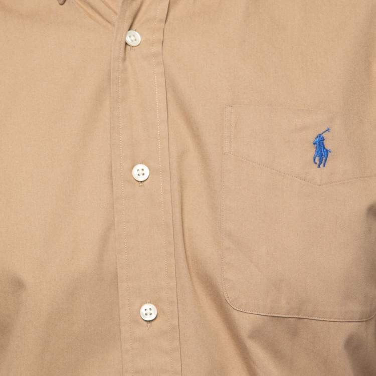 Pre Owned Ralph Lauren Beige Cotton Full Sleeve Classic Fit Shirt M