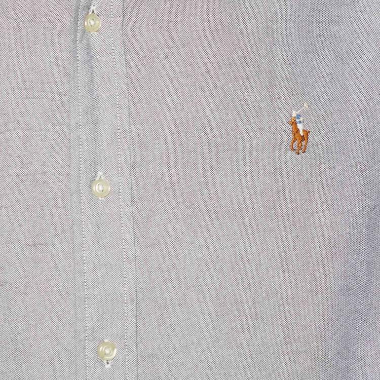 Pre Owned Ralph Lauren Grey Cotton Button Front Custom Fit Shirt XL
