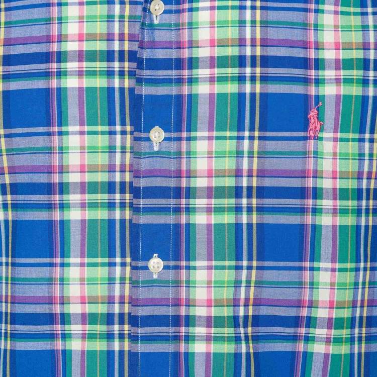 Pre Owned Ralph Lauren Multicolor Checkered Cotton Custom Fit Shirt XL