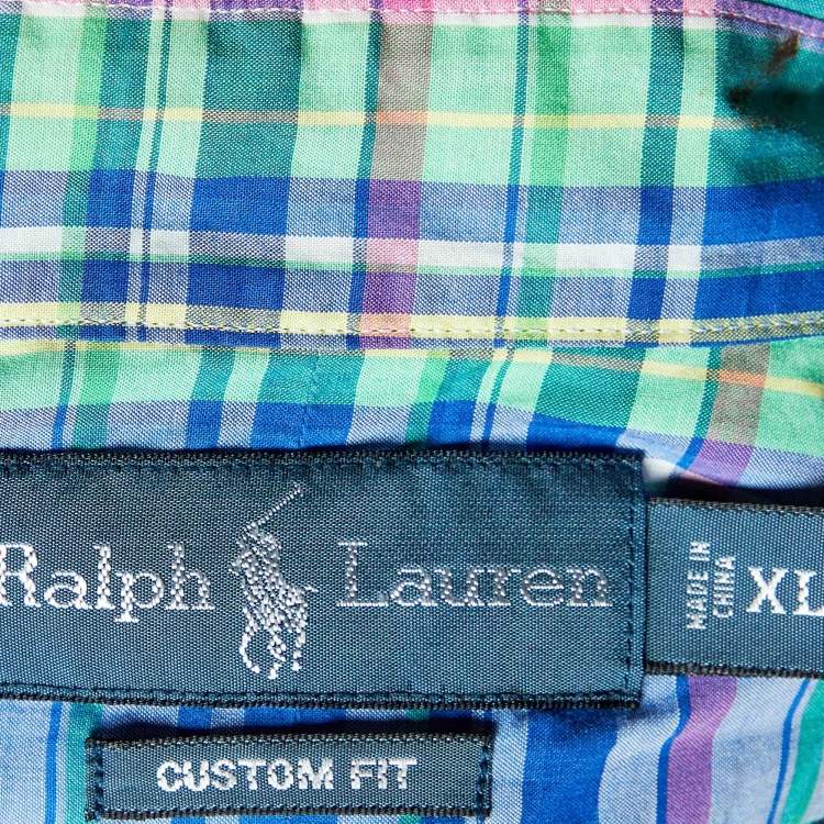 Pre Owned Ralph Lauren Multicolor Checkered Cotton Custom Fit Shirt XL