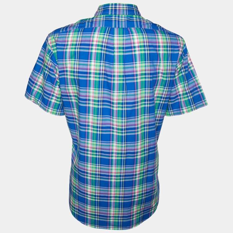 Pre Owned Ralph Lauren Multicolor Checkered Cotton Custom Fit Shirt XL