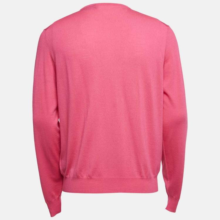مملوكة مسبقًا Ralph Lauren Pink Wool Knit Crew Neck Sweater L