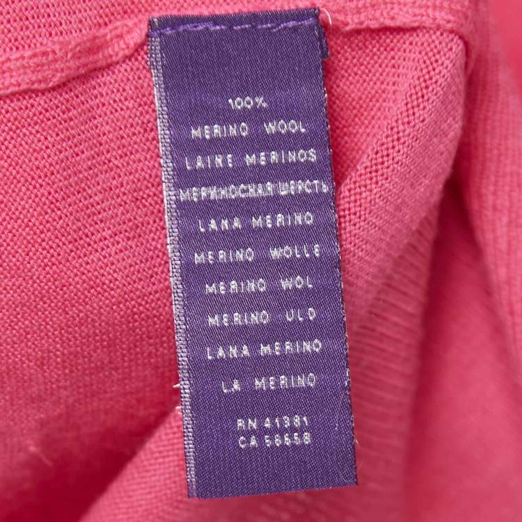 مملوكة مسبقًا Ralph Lauren Pink Wool Knit Crew Neck Sweater L
