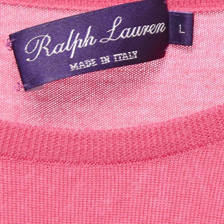 مملوكة مسبقًا Ralph Lauren Pink Wool Knit Crew Neck Sweater L