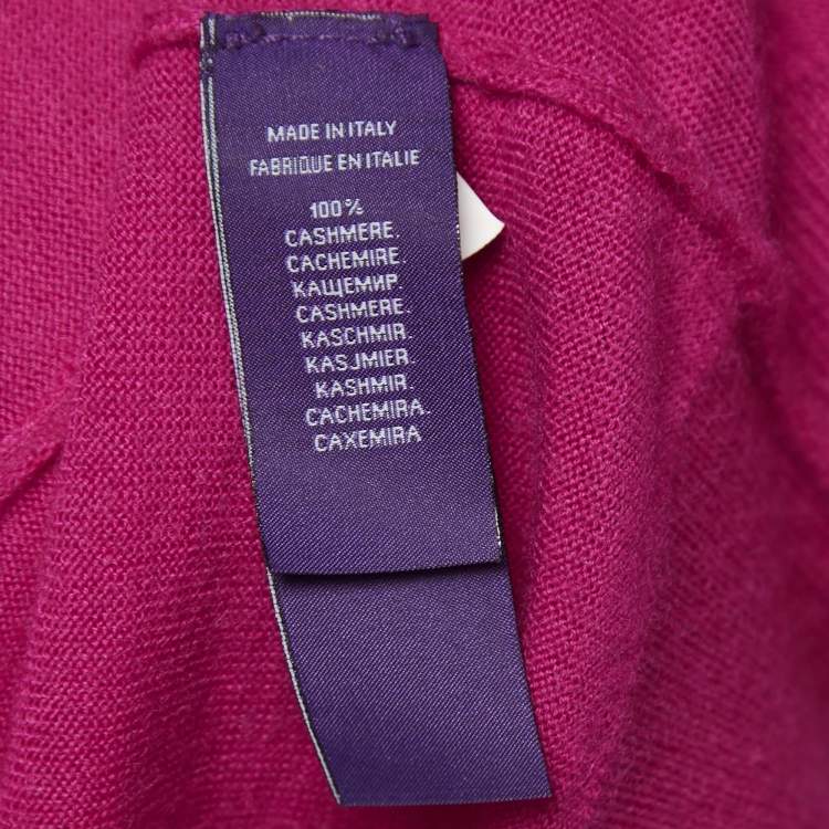 Pre Owned Ralph Lauren Dark Pink Cashmere Knit V-Neck Sweater L