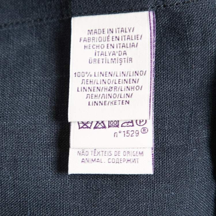 Pre Owned Ralph Lauren Navy Blue Linen Full Sleeve Shirt L
