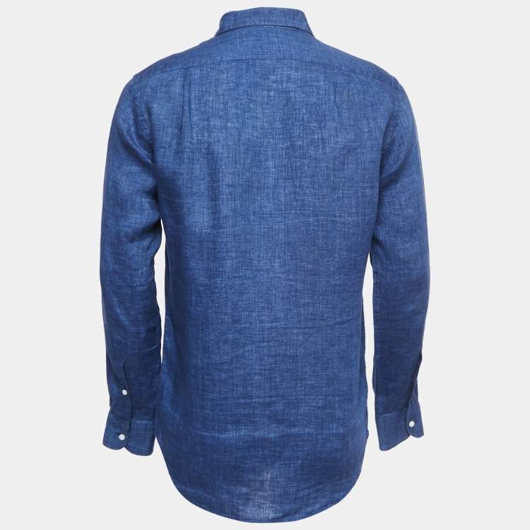 Pre Owned Ralph Lauren Blue Linen Full Sleeve Shirt S