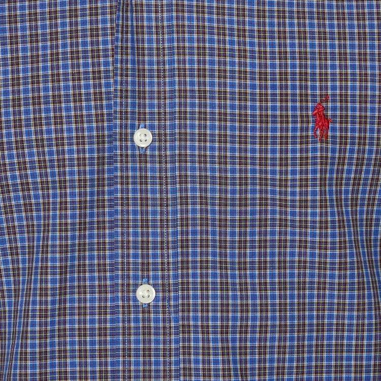 Pre Owned Ralph Lauren Navy Blue Checkered Cotton Classic Fit Shirt XL