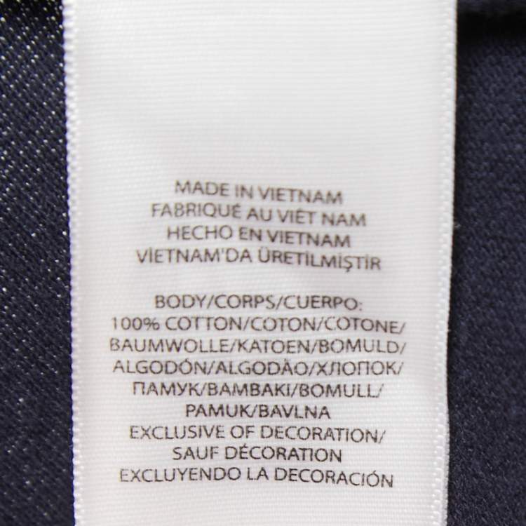 Pre Owned Ralph Lauren Navy Blue Cotton Button Front Full Sleeve Featherweight Mesh T-Shirt M