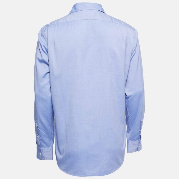 Pre Owned Ralph Lauren Blue Cotton Button Front Full Sleeve Shirt L