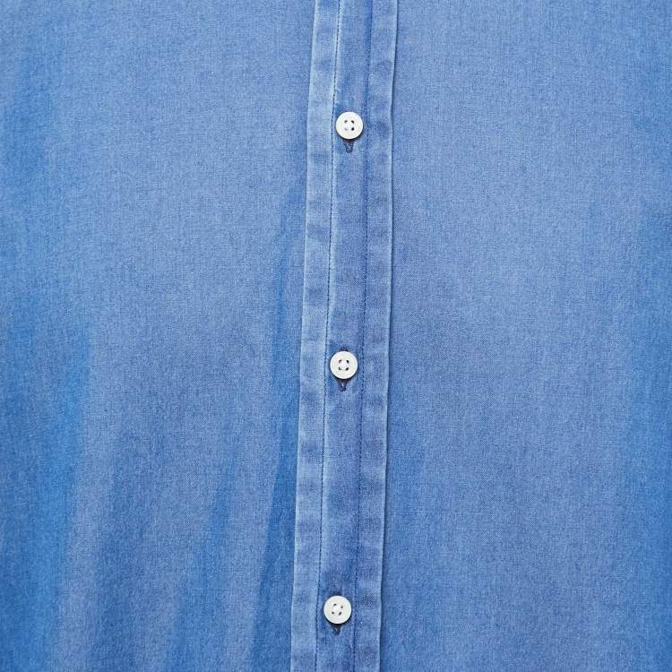 Pre Owned Ralph Lauren Blue Cotton Button Front Full Sleeve Shirt L