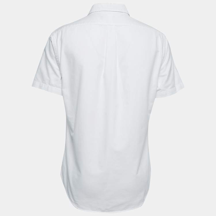 Pre Owned Ralph Lauren White Cotton Button Down Half Sleeve Slim Fit Shirt L