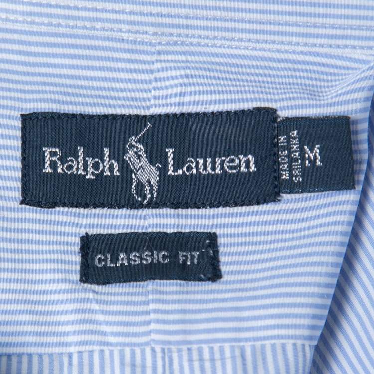 مملوكة مسبقًا Ralph Lauren Blue Striped Cotton Button Down Full Sleeve Classic Fit Shirt M