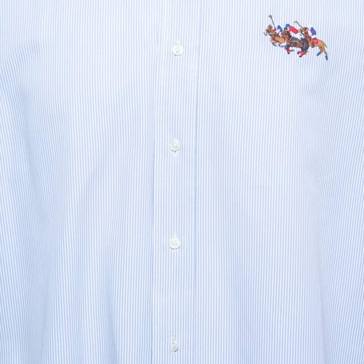 مملوكة مسبقًا Ralph Lauren Blue Striped Cotton Button Down Full Sleeve Classic Fit Shirt M