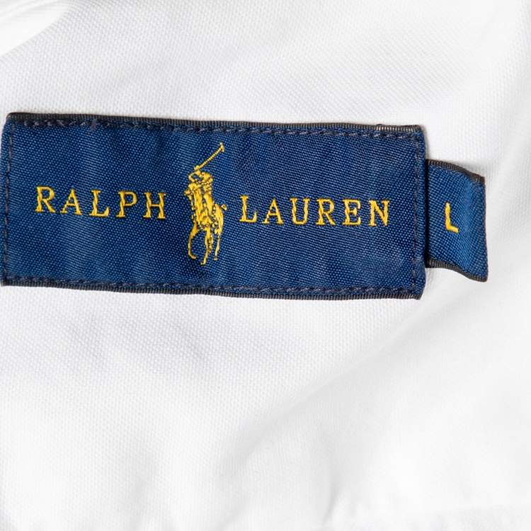 Pre Owned Ralph Lauren White Cotton Button Front Shirt L