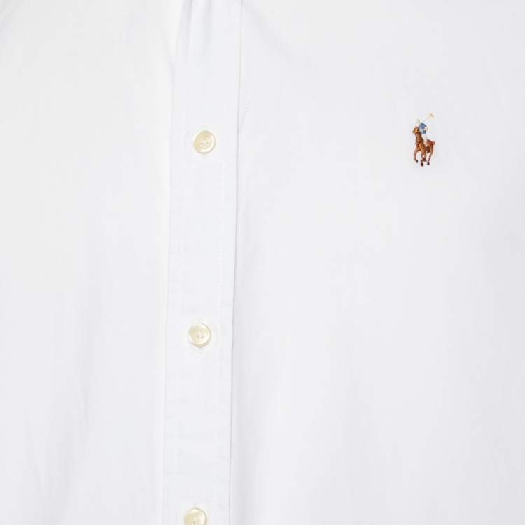Pre Owned Ralph Lauren White Cotton Button Front Shirt L