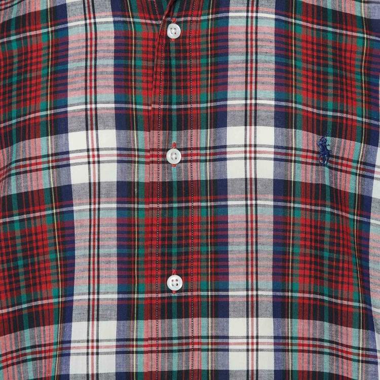 Pre Owned Ralph Lauren Red Checked Cotton Button Down Blaire Shirt XL