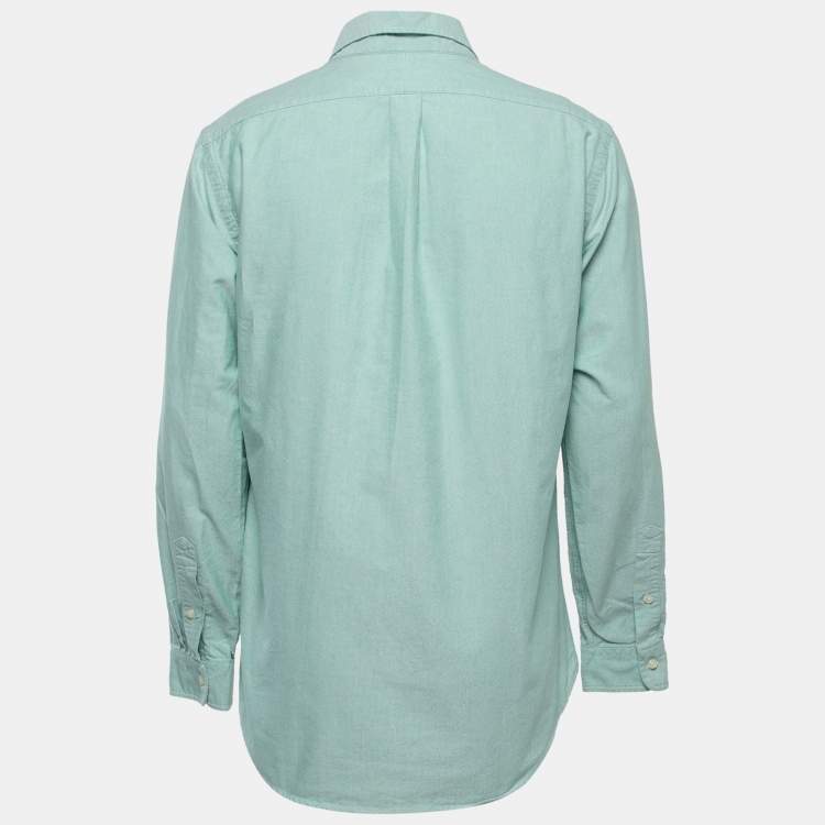 Pre Owned Ralph Lauren Green Logo Embroidered Cotton Button Down Full Sleeve Shirt L