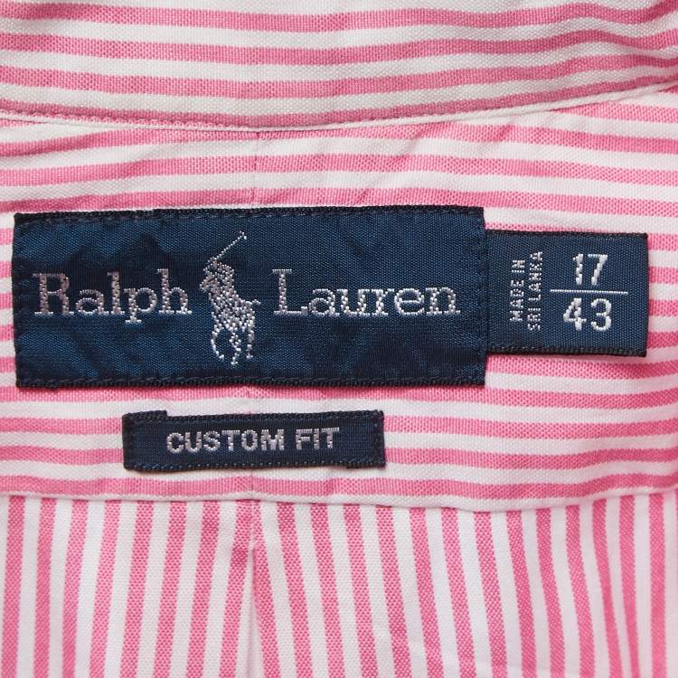 Pre Owned Ralph Lauren Pink Striped Cotton Button Down Custom Fit Full Sleeve Shirt XXL