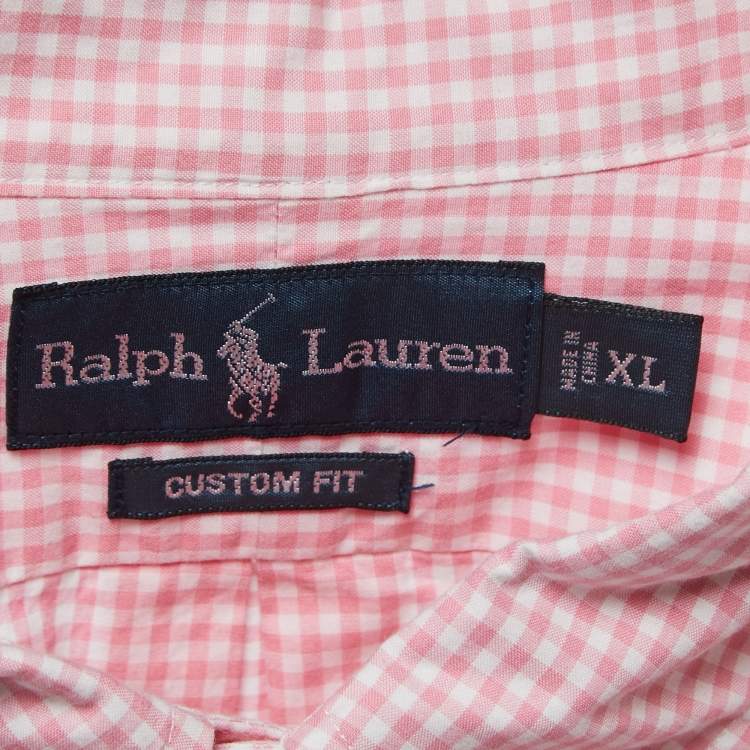 Pre Owned Ralph Lauren Pink Checked Cotton Button Down Custom Fit Full Sleeve Shirt XL