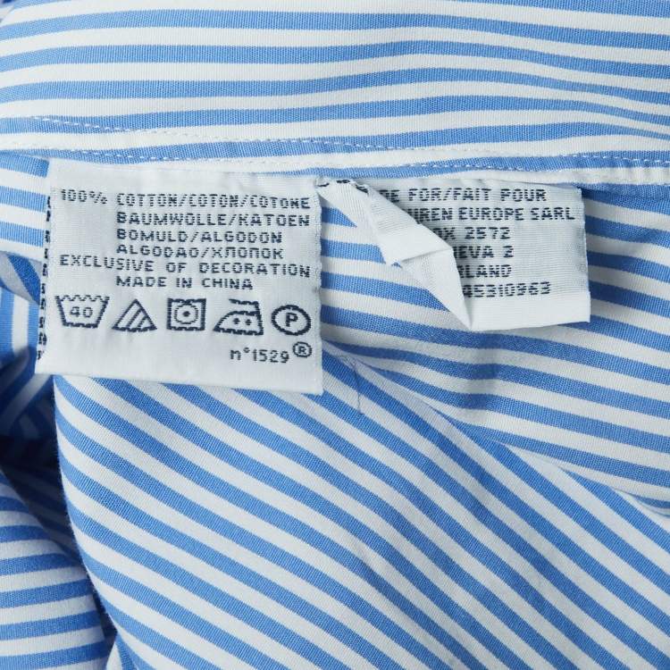 Pre Owned Ralph Lauren Blue Striped Cotton Button Front Full Sleeve Shirt XL