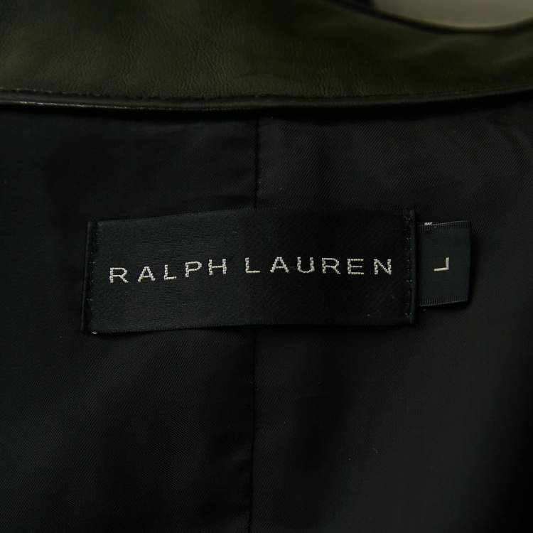 Pre Owned Ralph Lauren Black Leather Moto Jacket L