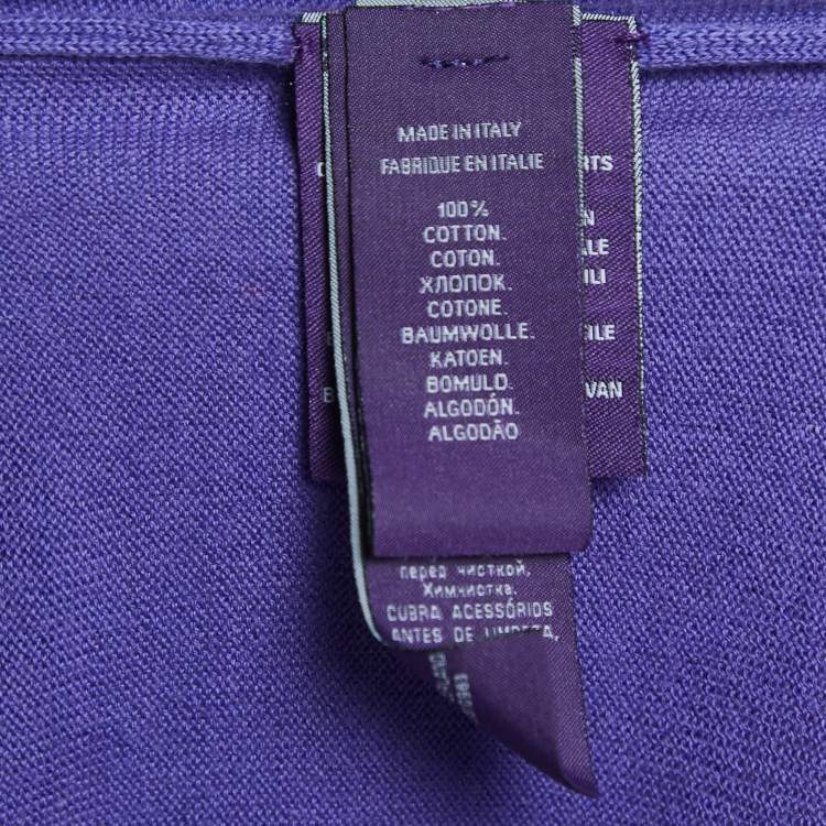 مملوكة مسبقًا Ralph Lauren Purple Cotton Full Sleeve Polo T-Shirt M