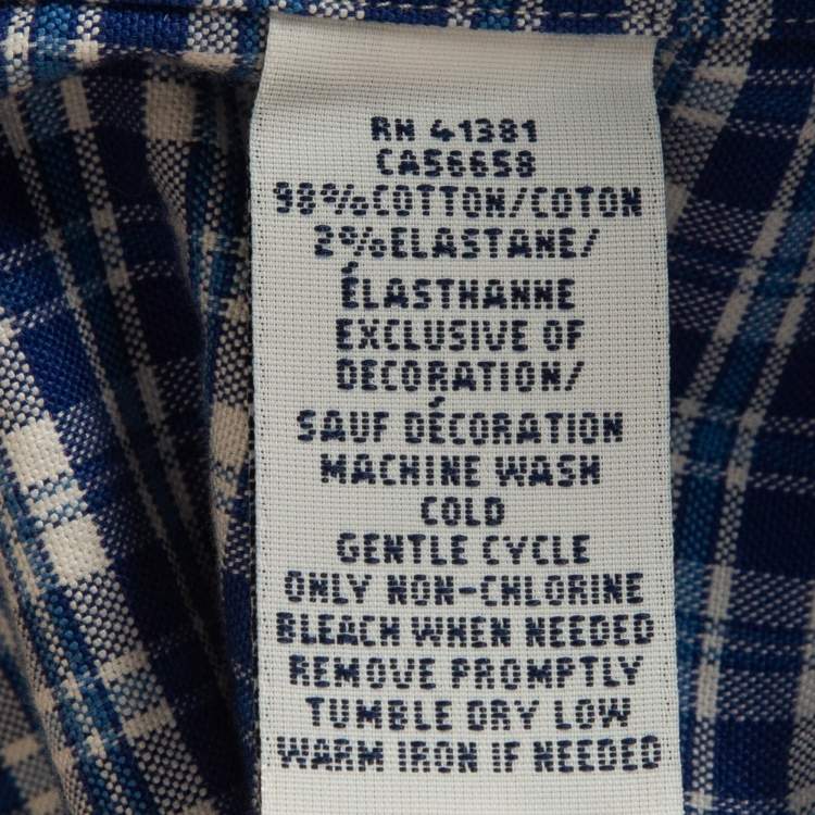 Pre Owned Ralph Lauren Blue Checked Cotton Button Down Full Sleeve Shirt XL