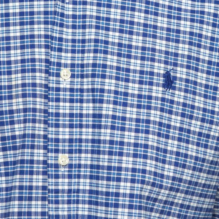 Pre Owned Ralph Lauren Blue Checked Cotton Button Down Full Sleeve Shirt XL