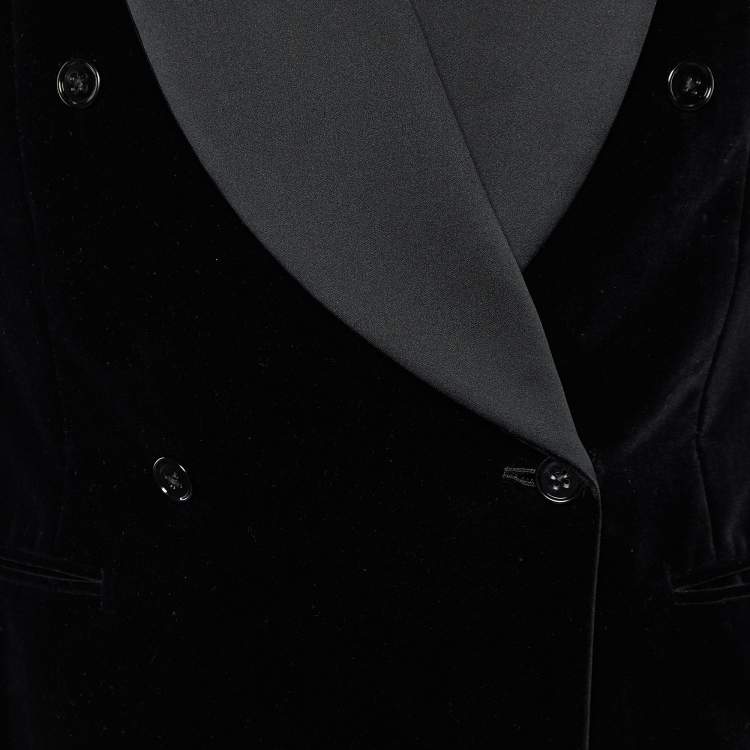 مملوكة مسبقًا Ralph Lauren Black Velvet Double Breasted Blazer M