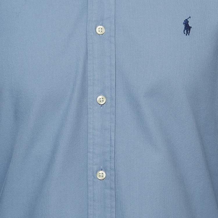 Pre Owned Polo Ralph Lauren Blue Cotton Slim Fit Shirt M