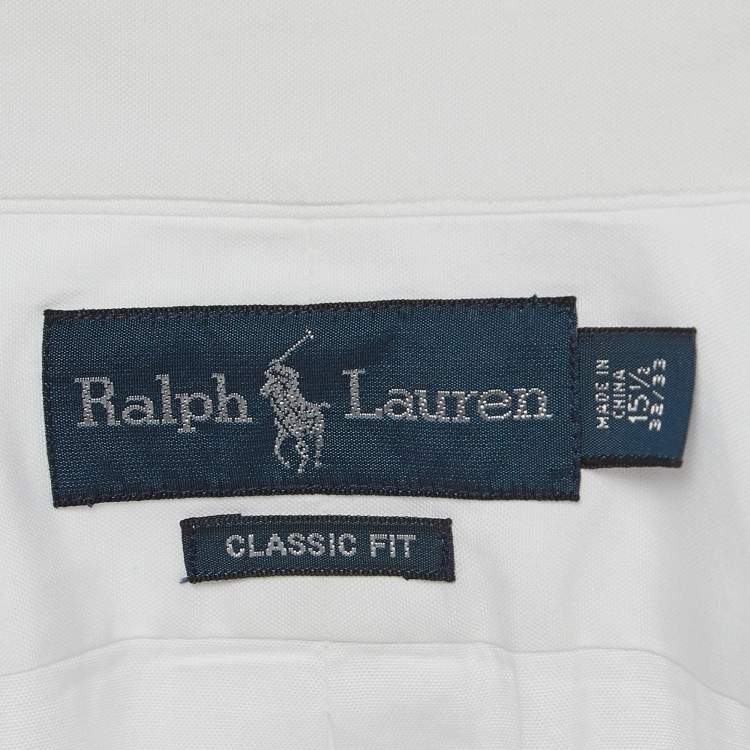 Pre Owned Ralph Lauren White Logo Embroidered Cotton Button Down Shirt M