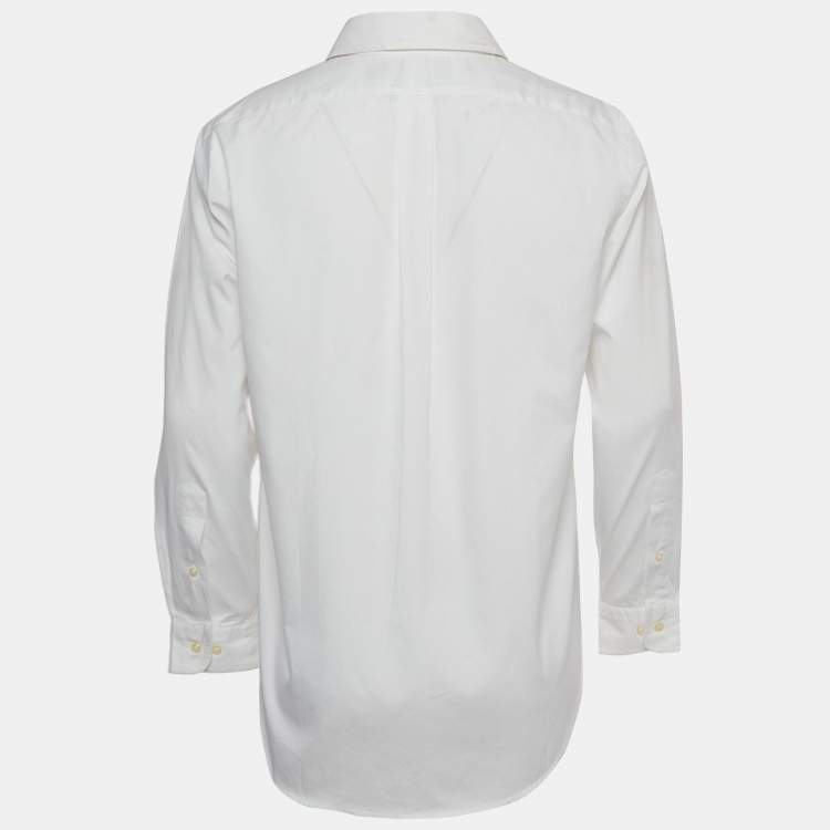 Pre Owned Ralph Lauren White Logo Embroidered Cotton Button Down Shirt M