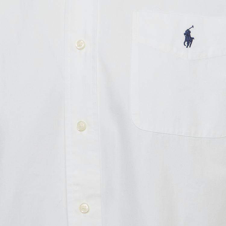 Pre Owned Ralph Lauren White Logo Embroidered Cotton Button Down Shirt M