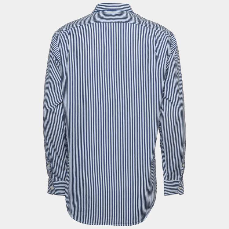 Pre Owned Ralph Lauren Blue Striped Cotton Button Front Shirt L