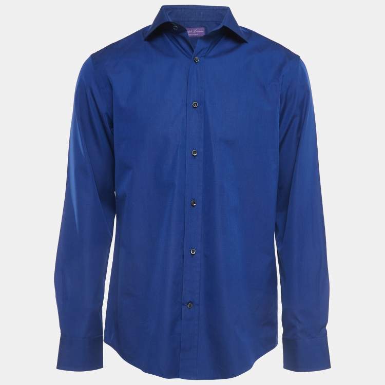 Pre Owned Ralph Lauren Purple Label Blue Cotton Button Front Shirt L