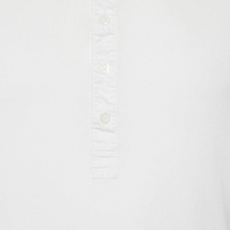 Pre Owned Ralph Lauren White Ribbed Knit Crew Neck T-Shirt M